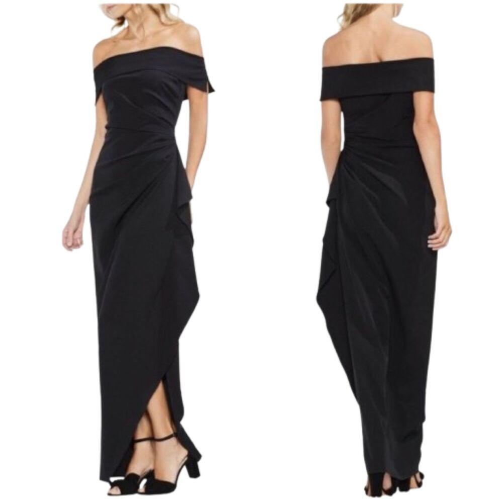 Vince Camuto, Off Shoulder, Ruched Sheath, Black Evening Gown Dress Size 2, XS